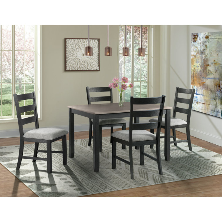 Black Upholstered Ladderback Wood Side Chair