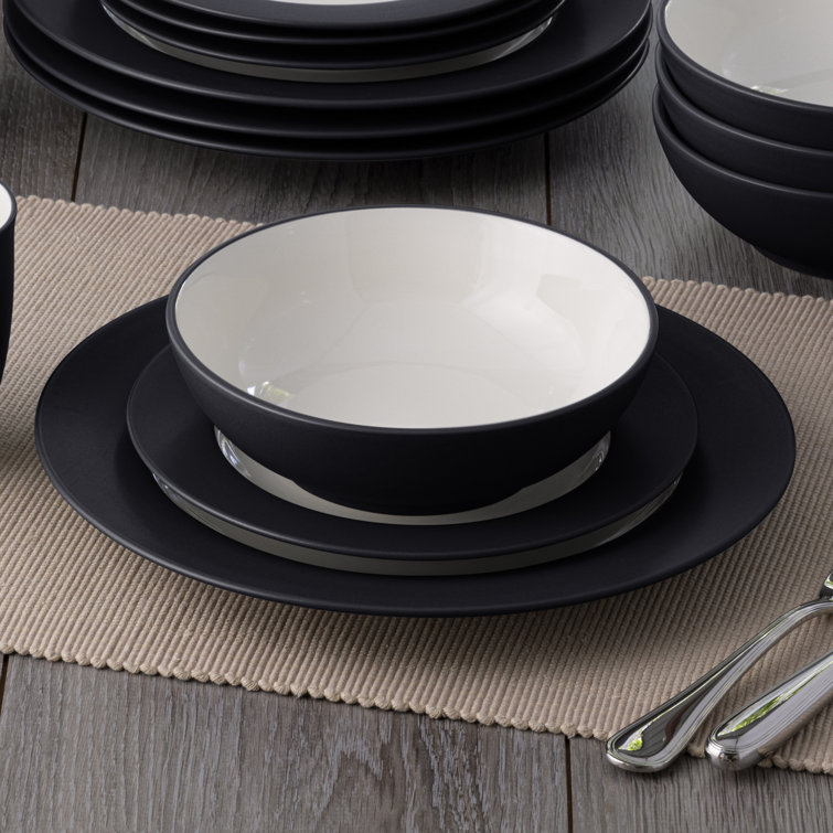 Graphite Matte Ceramic Soup and Cereal Bowls Set of 4