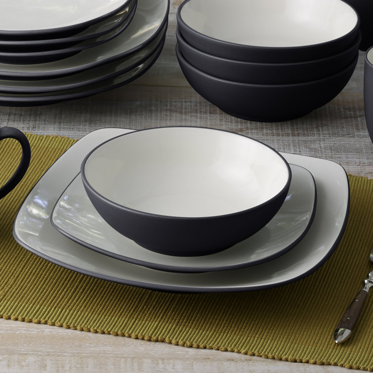Graphite Matte Ceramic Soup and Cereal Bowls Set of 4