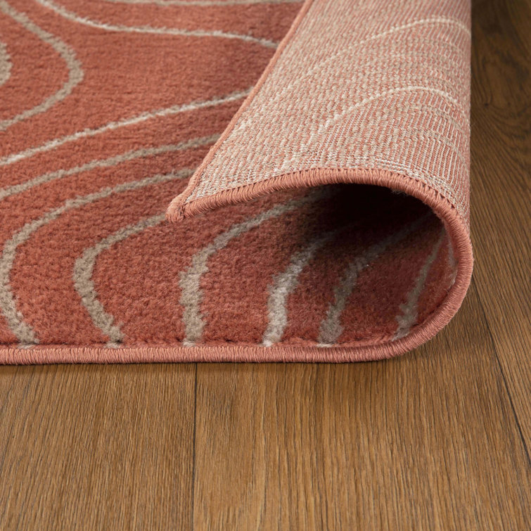Coral Abstract Synthetic 4' x 6' Area Rug