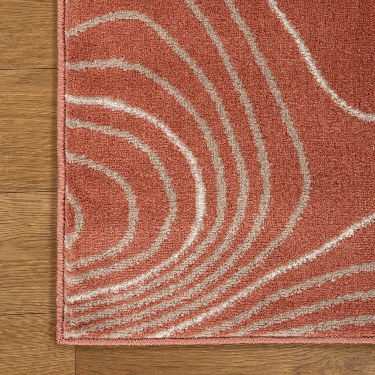 Coral Abstract Synthetic 4' x 6' Area Rug