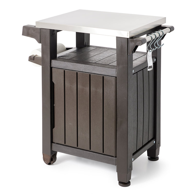 Unity 40 Gallon Brown Outdoor Grill Cart with Stainless Steel Top