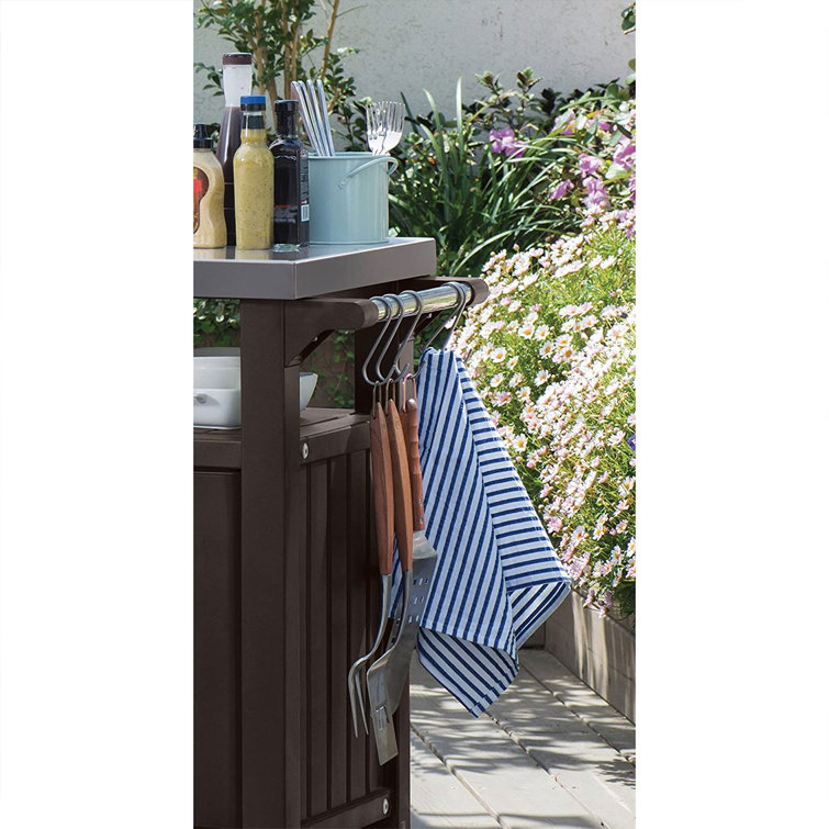 Unity 40 Gallon Brown Outdoor Grill Cart with Stainless Steel Top