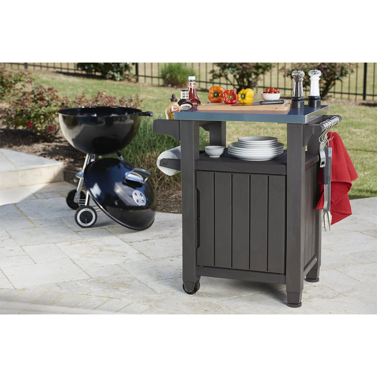Unity 40 Gallon Brown Outdoor Grill Cart with Stainless Steel Top