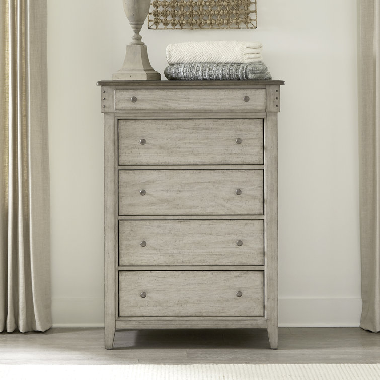 Cottage Charm Cream 5-Drawer Vertical Dresser with Felt-Lined Drawers