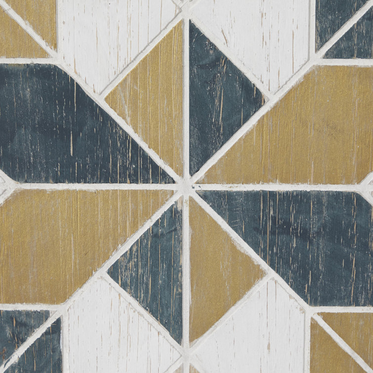 Multi Colored Geometric Wood Wall Decor Set of 3