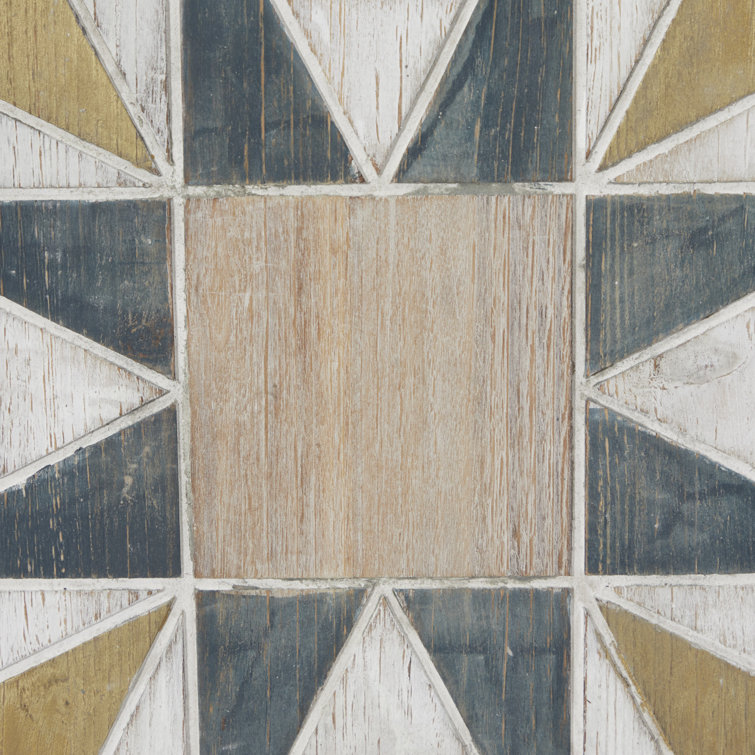 Multi Colored Geometric Wood Wall Decor Set of 3
