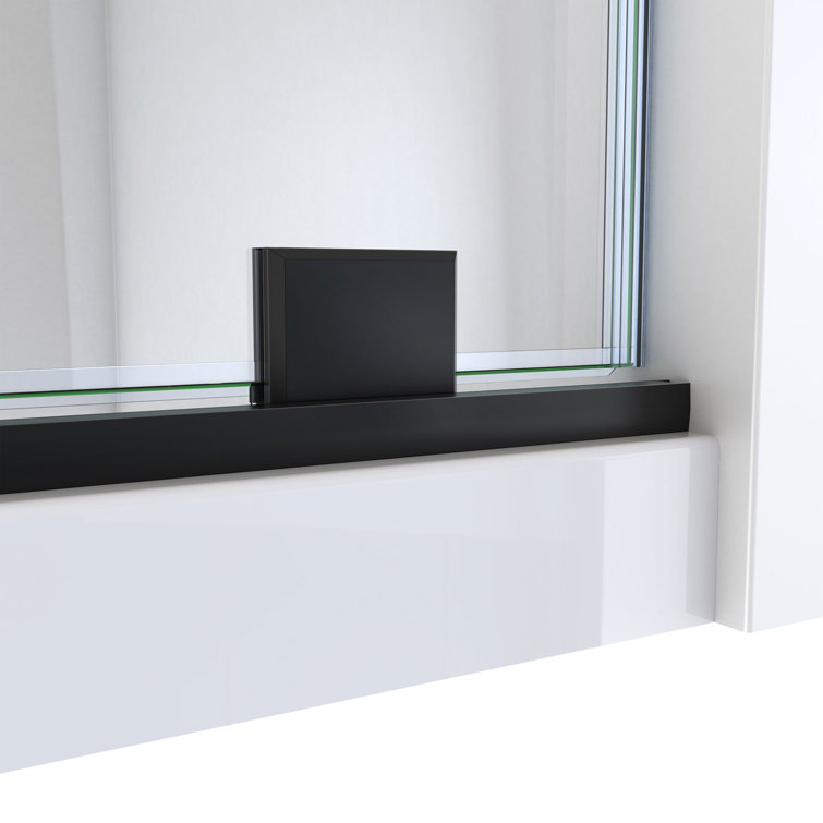 Mirage-X Matte Black Frameless Sliding Shower Door with Clear Glass