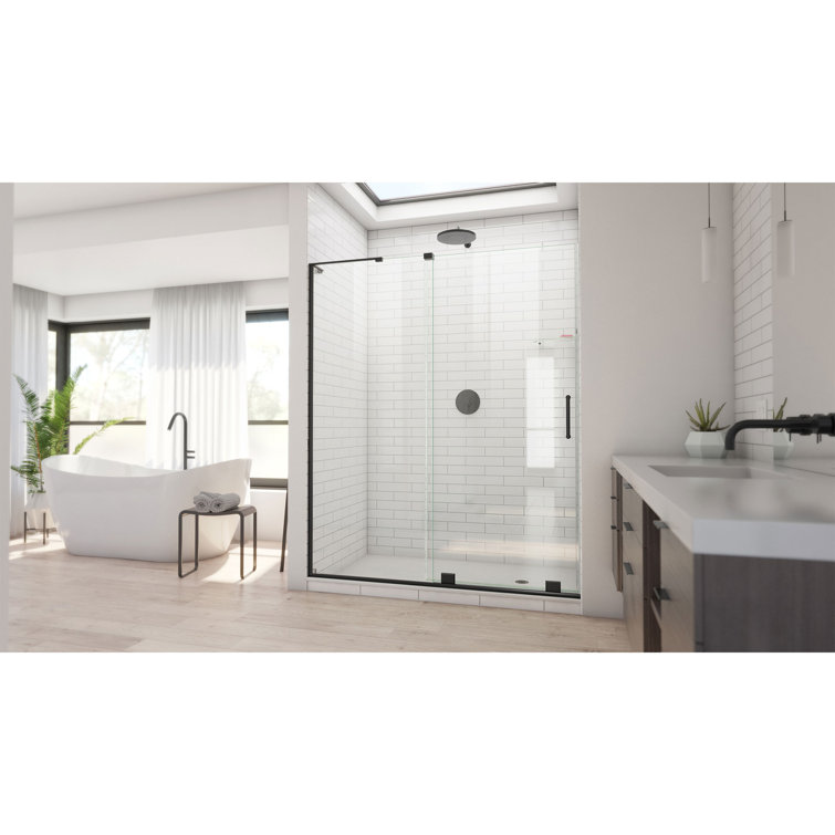 Mirage-X 56-60 inch Satin Black Frameless Sliding Shower Door