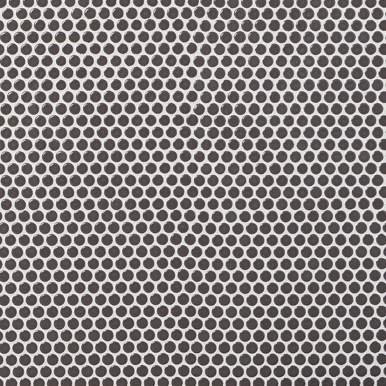 Charcoal Penny Round Ceramic Mosaic Tile Sheet for Floor and Wall