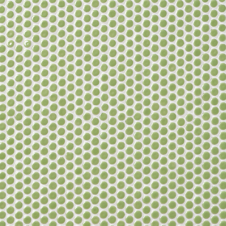 Wheat Grass Polished Ceramic Penny Round Mosaic Tile