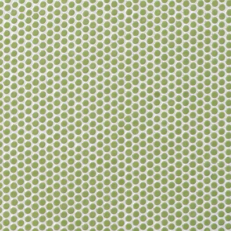 Wheat Grass Polished Ceramic Penny Round Mosaic Tile