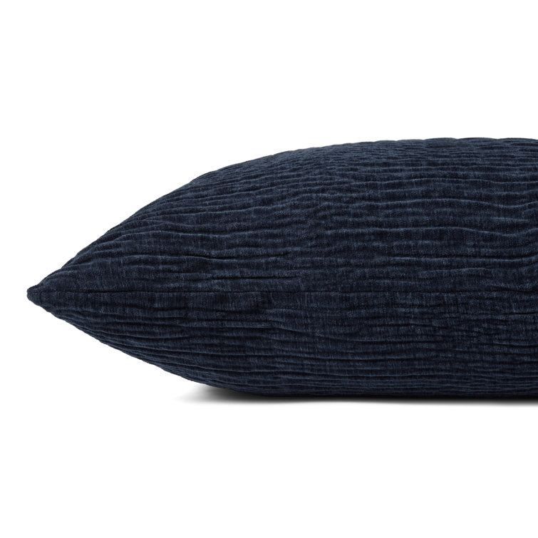 22" Navy Blue Cotton Textured Square Throw Pillow