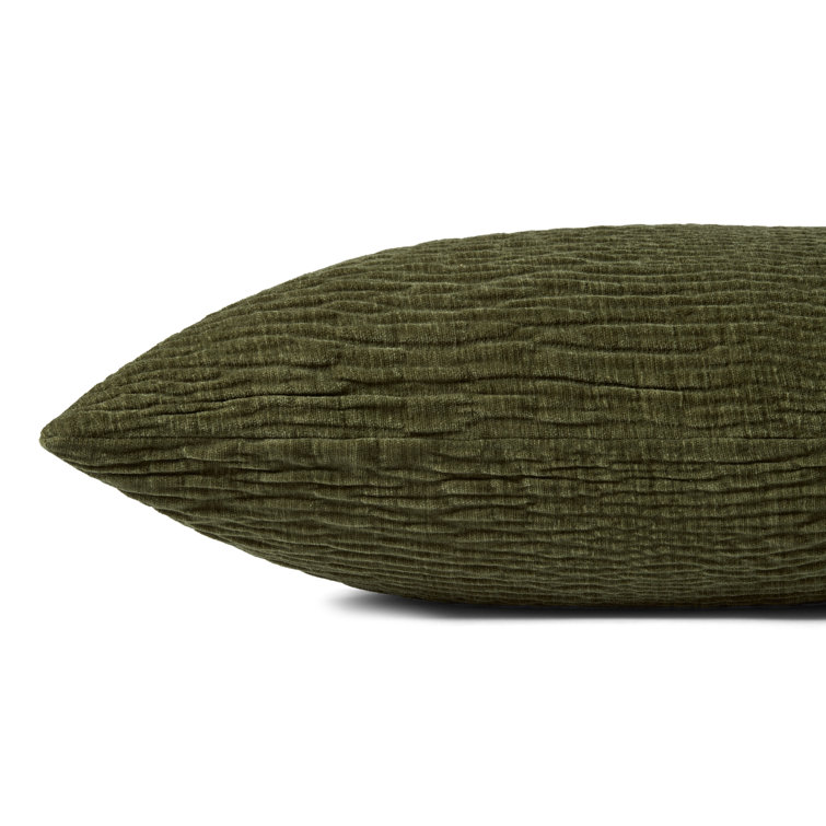 Olive Polyester Square Throw Pillow with Down Fill