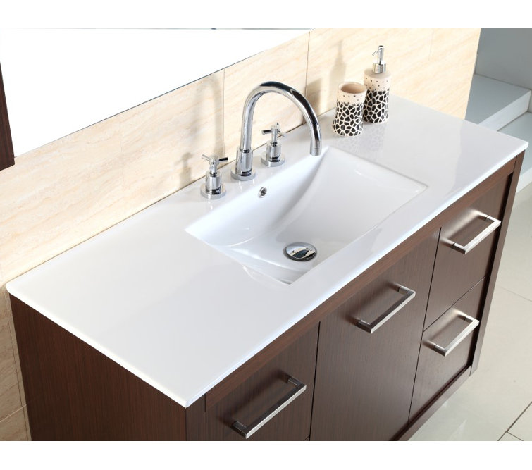 Wenge 48'' Single Freestanding Bathroom Vanity with Ceramic Top
