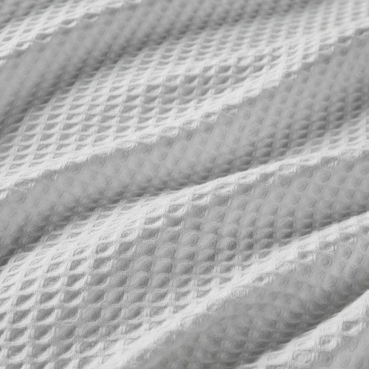 Twin-Size Grey Cotton Waffle Weave Lightweight Blanket