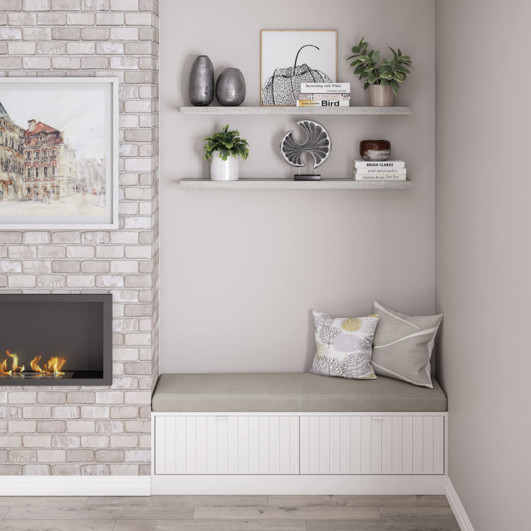 Gray Oak 48'' Floating Wall Shelves with Invisible Brackets