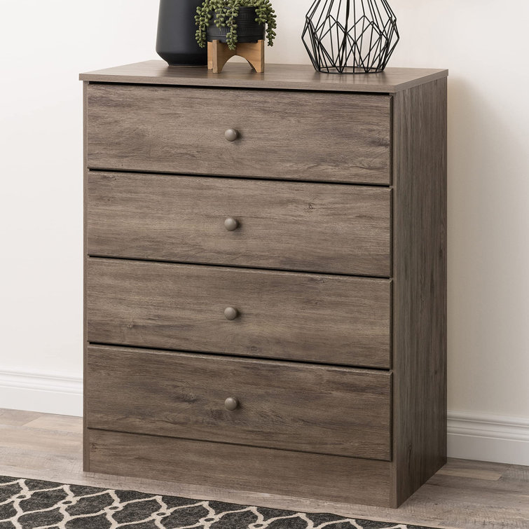 Drifted Gray Astrid 4-Drawer Lacquered Pine Chest