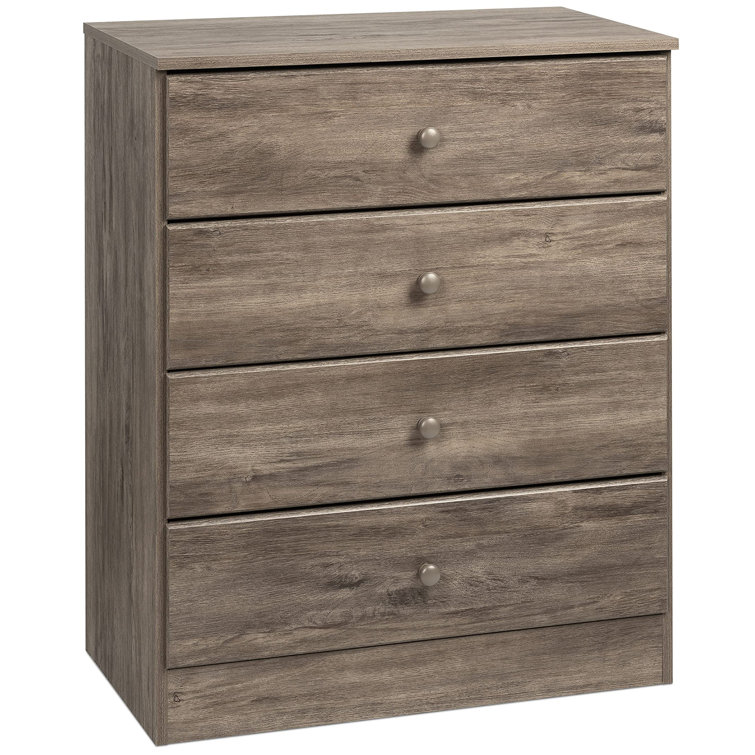 Drifted Gray Astrid 4-Drawer Lacquered Pine Chest