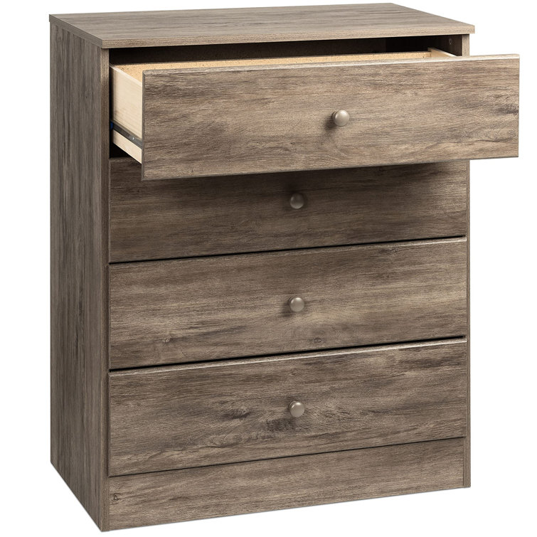 Drifted Gray Astrid 4-Drawer Lacquered Pine Chest