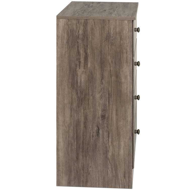 Drifted Gray Astrid 4-Drawer Lacquered Pine Chest