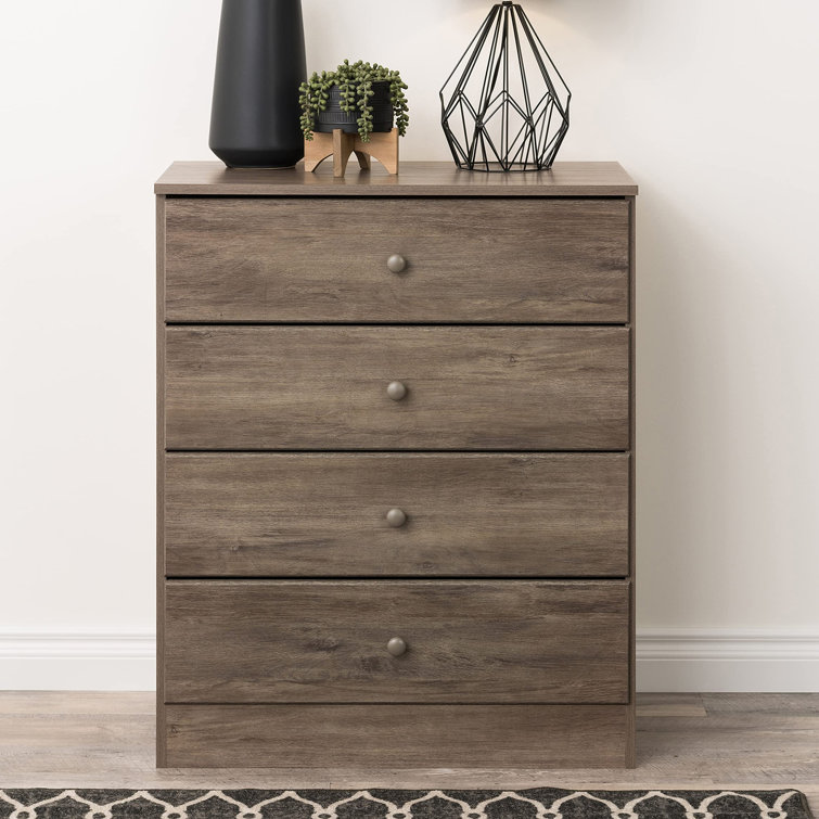 Drifted Gray Astrid 4-Drawer Lacquered Pine Chest