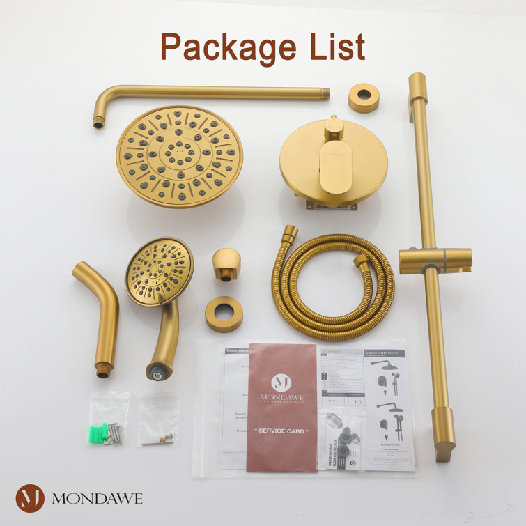 Brushed Gold Multi-Function Rain Shower System with Handheld