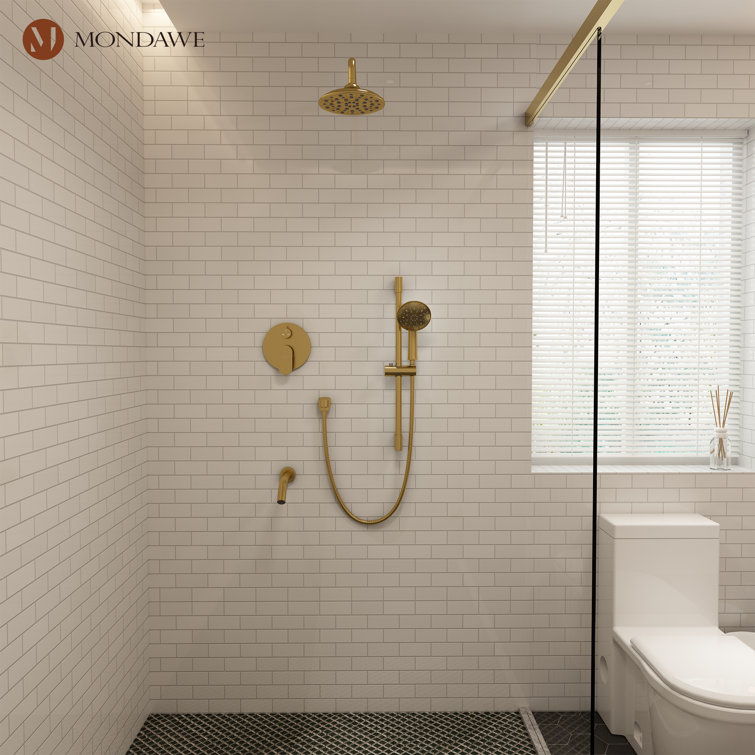 Brushed Gold Multi-Function Rain Shower System with Handheld