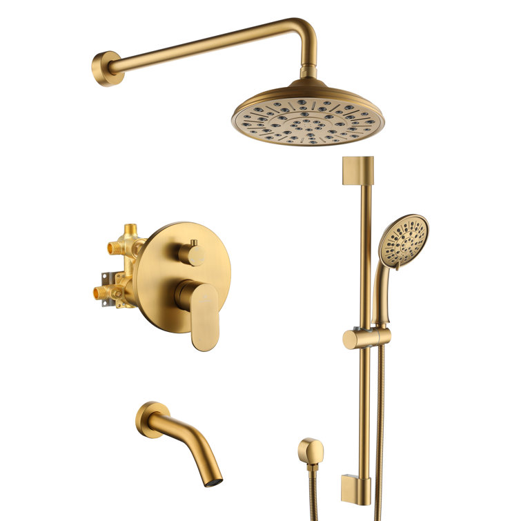 Brushed Gold Multi-Function Rain Shower System with Handheld