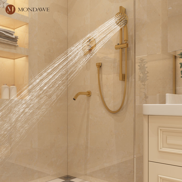 Brushed Gold Multi-Function Rain Shower System with Handheld