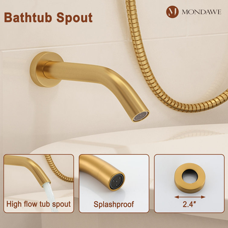 Brushed Gold Multi-Function Rain Shower System with Handheld