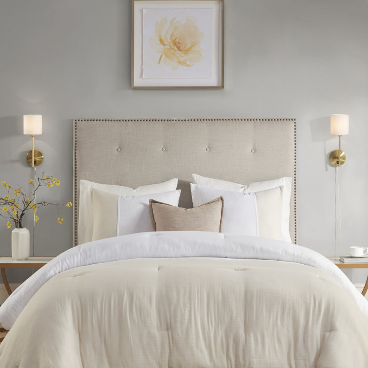 Elegant Gold Metal Wall Sconce with Cream Cylinder Shade - Set of 2
