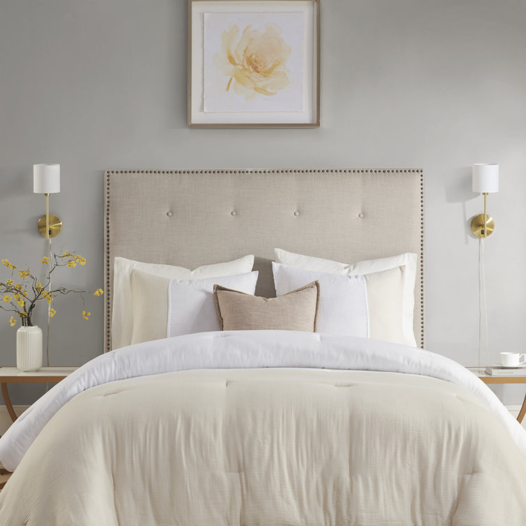 Elegant Gold Metal Wall Sconce with Cream Cylinder Shade - Set of 2