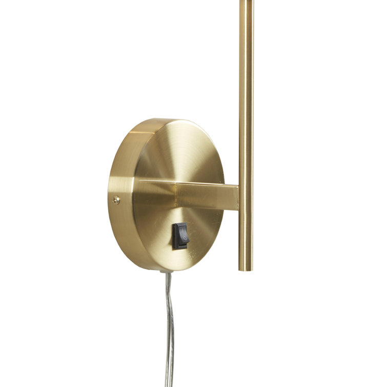Elegant Gold Metal Wall Sconce with Cream Cylinder Shade - Set of 2
