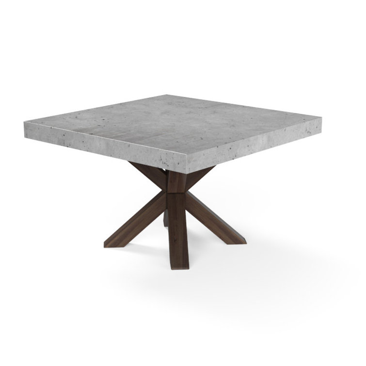 Square Concrete and Acacia Wood Dining Table