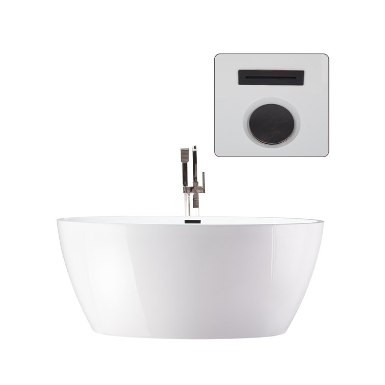 68.5" White Acrylic Freestanding Soaking Bathtub