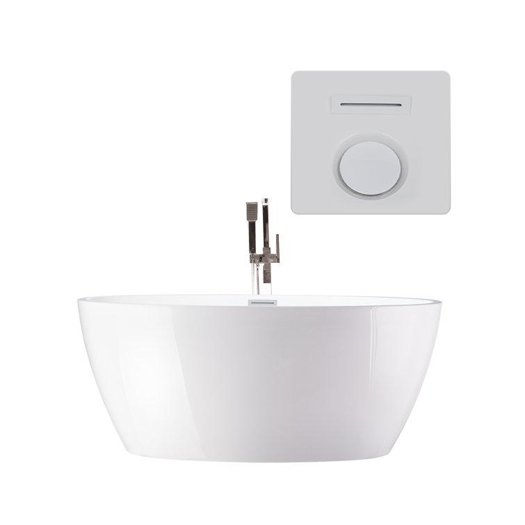 Pure White Acrylic Freestanding Soaking Bathtub