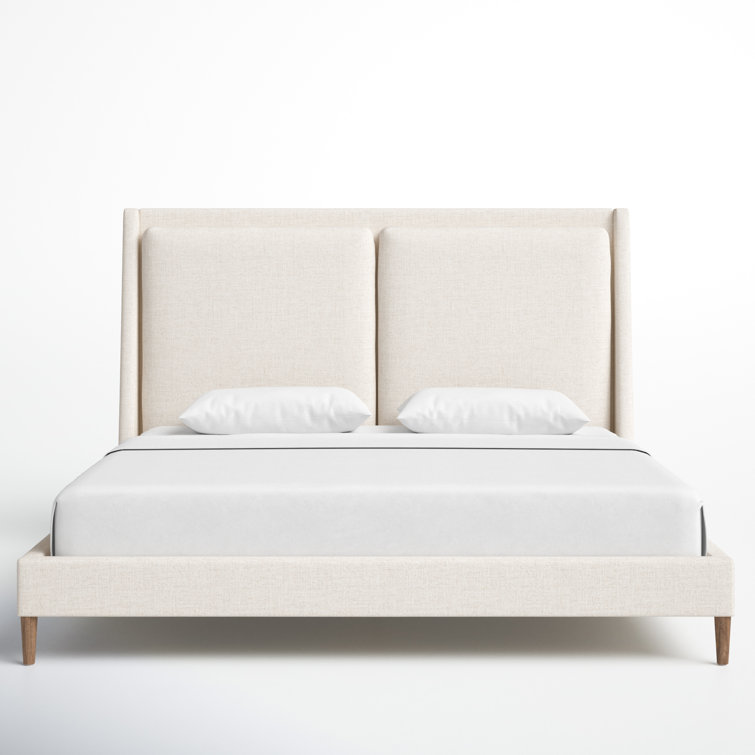Dover Crescent King-Size Bed with Upholstered Linen Headboard