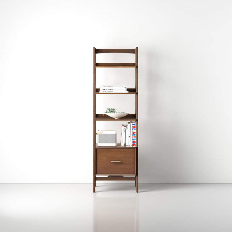 Landon Mid-Century Mahogany Narrow Etagere Bookcase