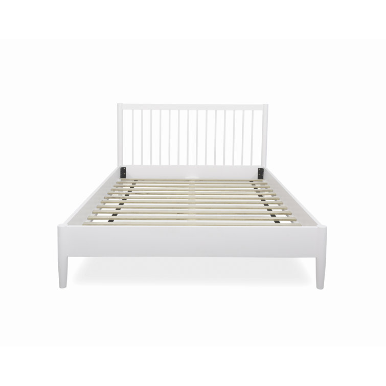 White Queen Solid Wood Frame Bed with Slats