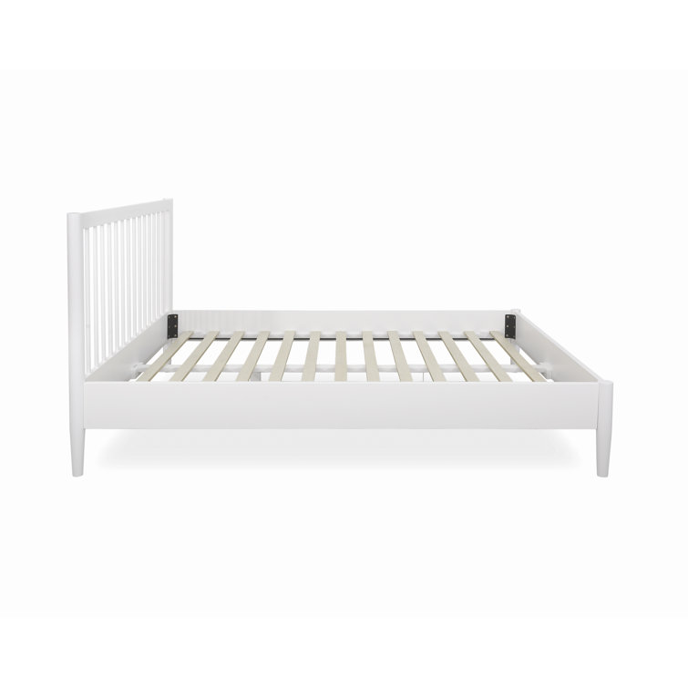 White Queen Solid Wood Frame Bed with Slats