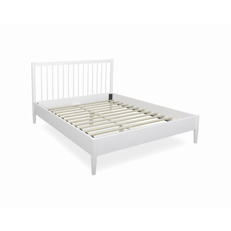 White Queen Solid Wood Frame Bed with Slats