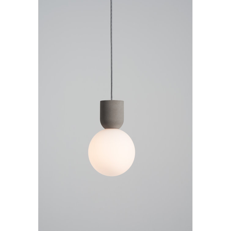 Contemporary Concrete and Glass Globe LED Pendant - Matt Opal Shade