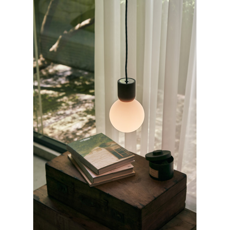 Contemporary Concrete and Glass Globe LED Pendant - Matt Opal Shade