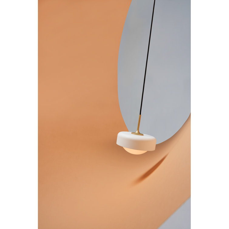 Elysian White Glass Bowl LED Pendant with Steel Accents