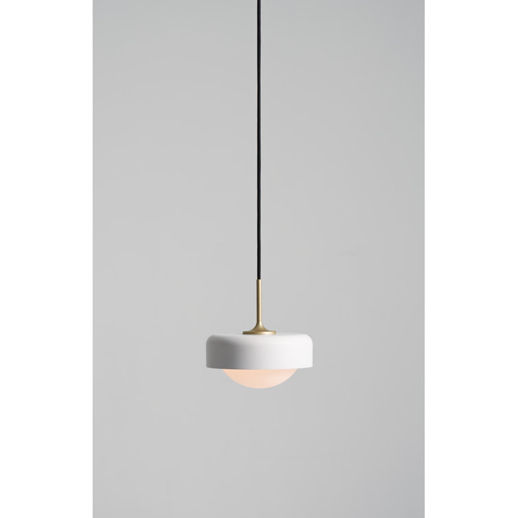 Elysian White Glass Bowl LED Pendant with Steel Accents