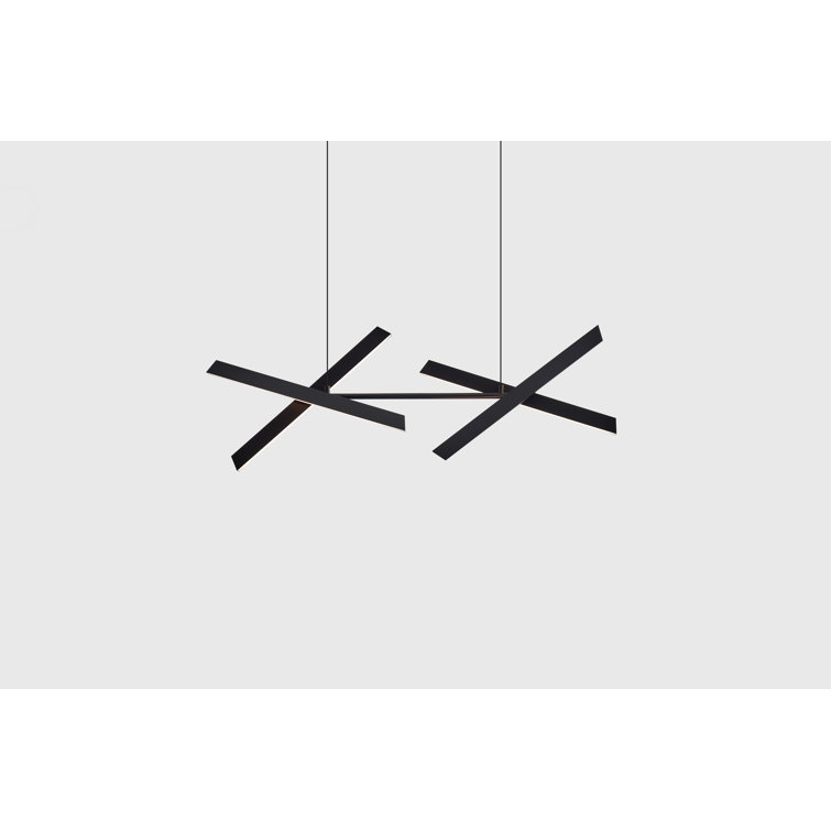 Matte Black Geometric 4-Light LED Pendant with Metal Shade