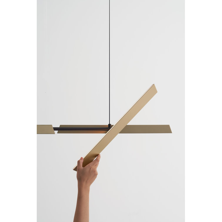 Modern Geometric 4-Light LED Pendant in Matte Black and Gold