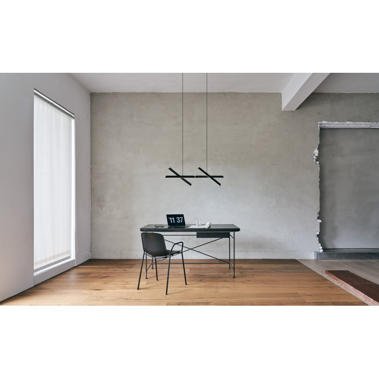 Matte Black Geometric 4-Light LED Pendant with Metal Shade