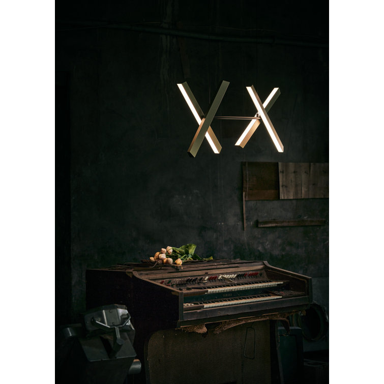 Modern Geometric 4-Light LED Pendant in Matte Black and Gold